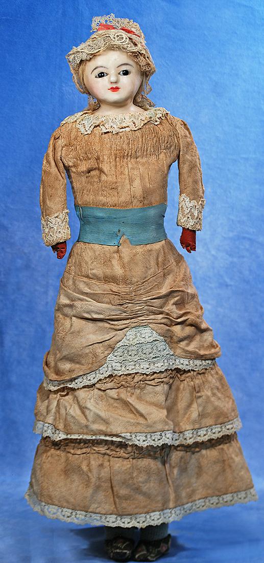 GERMAN WAX-OVER-PAPER MACHE DOLL IN ORIGINAL COSTUME (1 of 2)