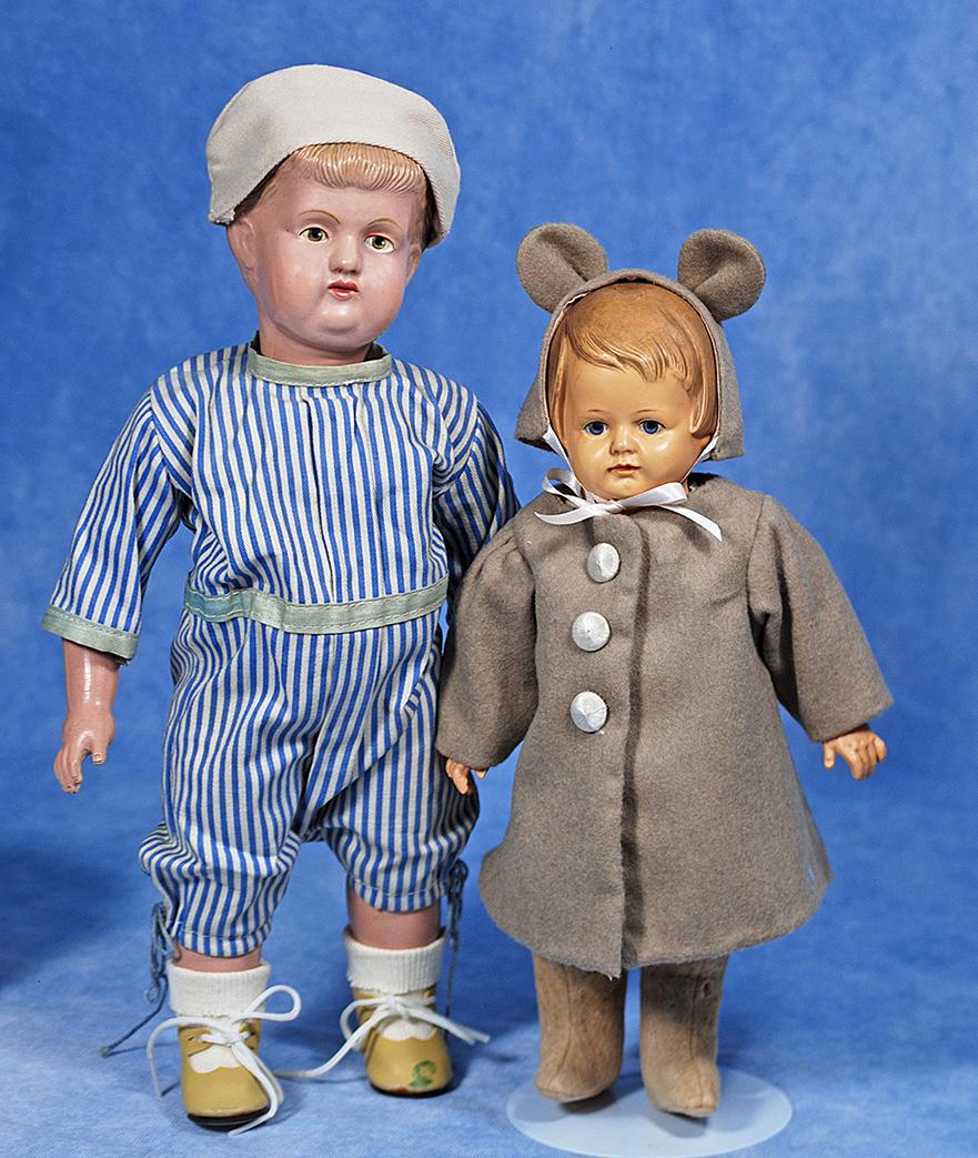 TWO GERMAN CELLULOID CHARACTER DOLLS (1 of 1)