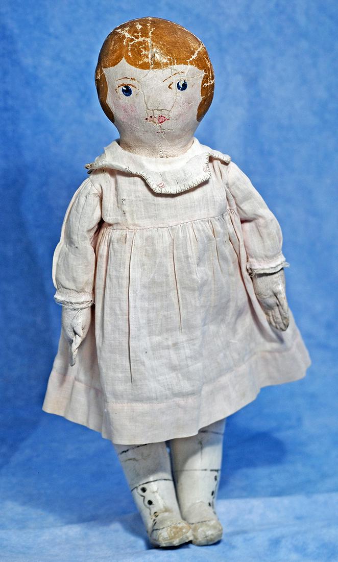 AMERICAN CLOTH FOLK DOLL WITH HAND PAINTED FEATURES (1 of 1)