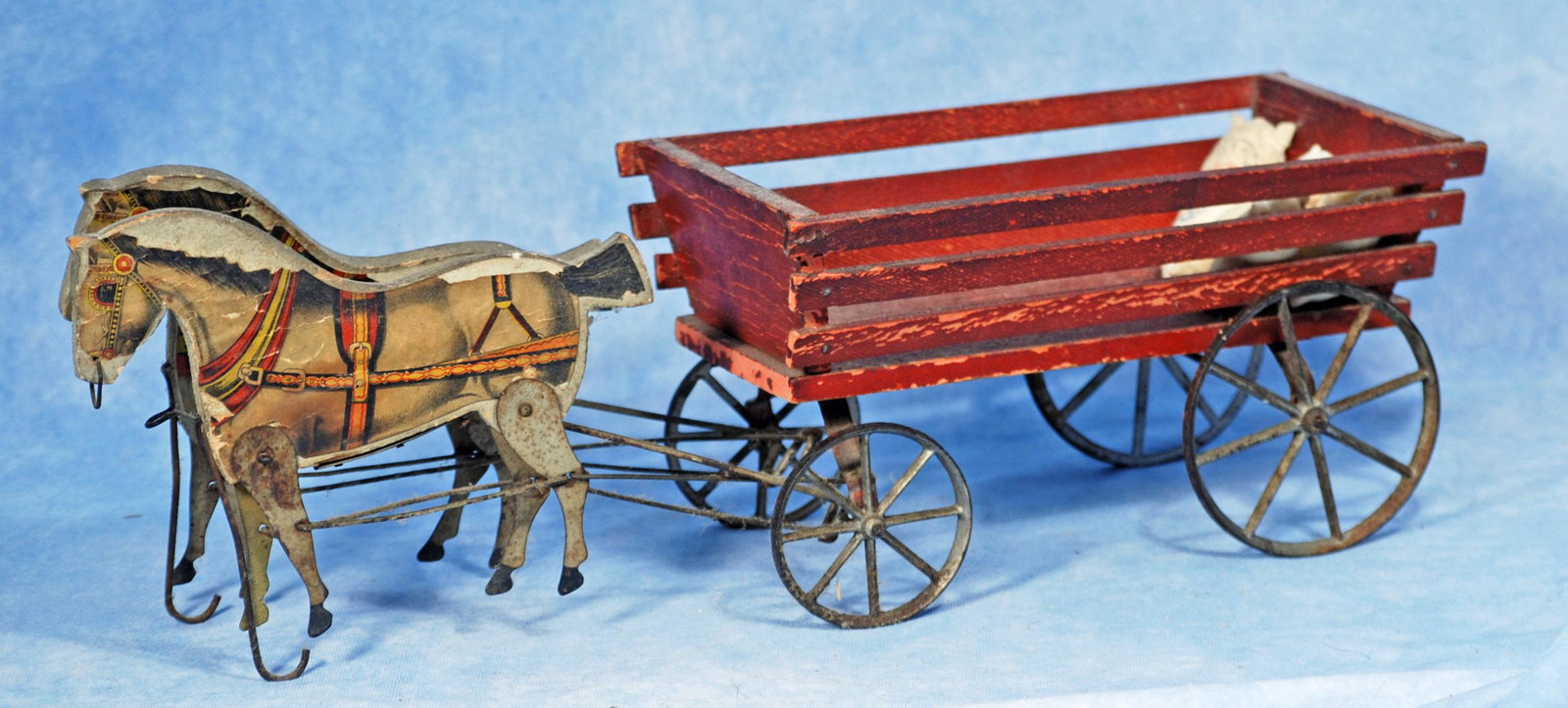 1908 GIBBS GRAY PACERS HORSE DRAWN HAY WAGON. (1 of 2)