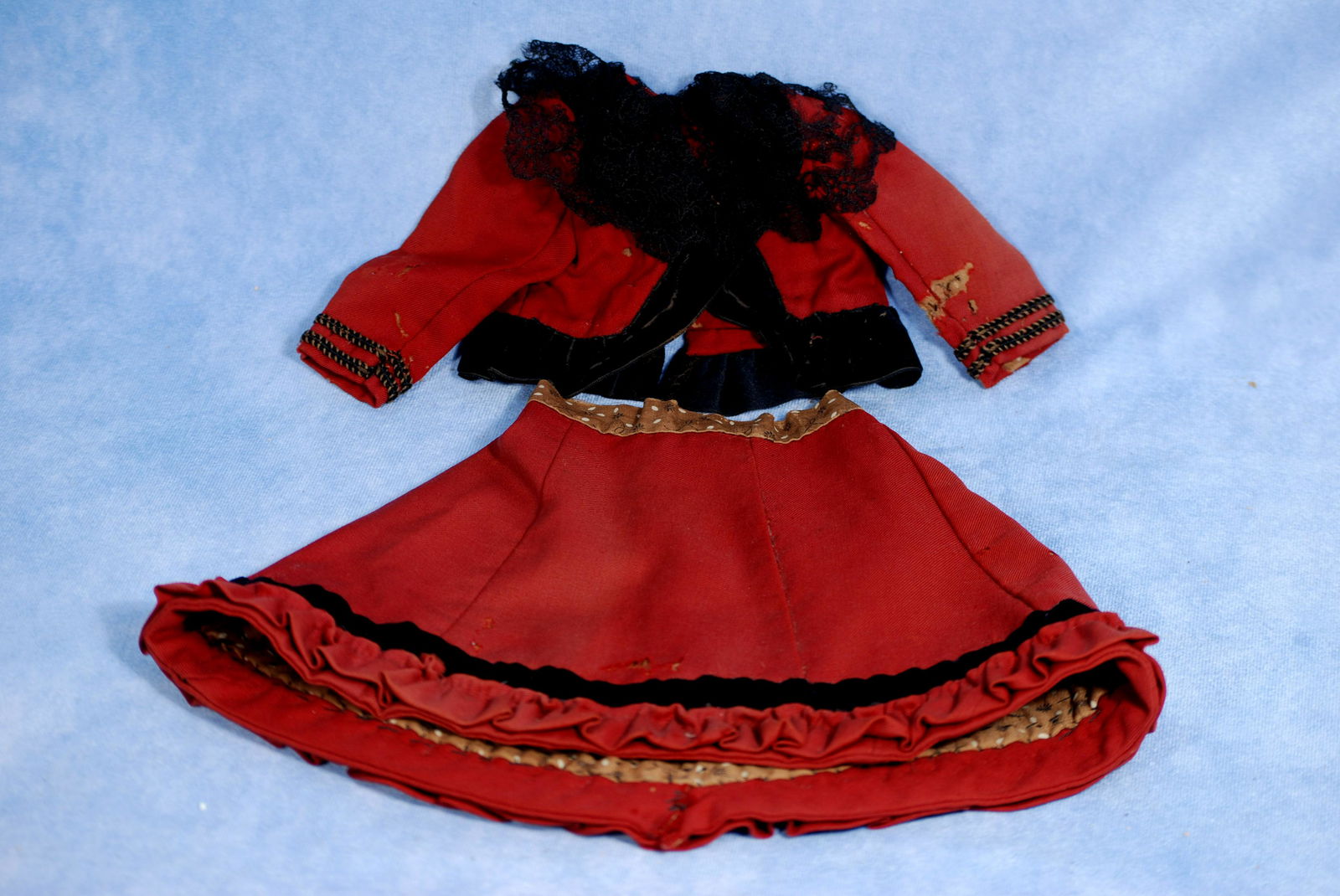CRIMSON WOOL DOLL DRESS (1 of 1)