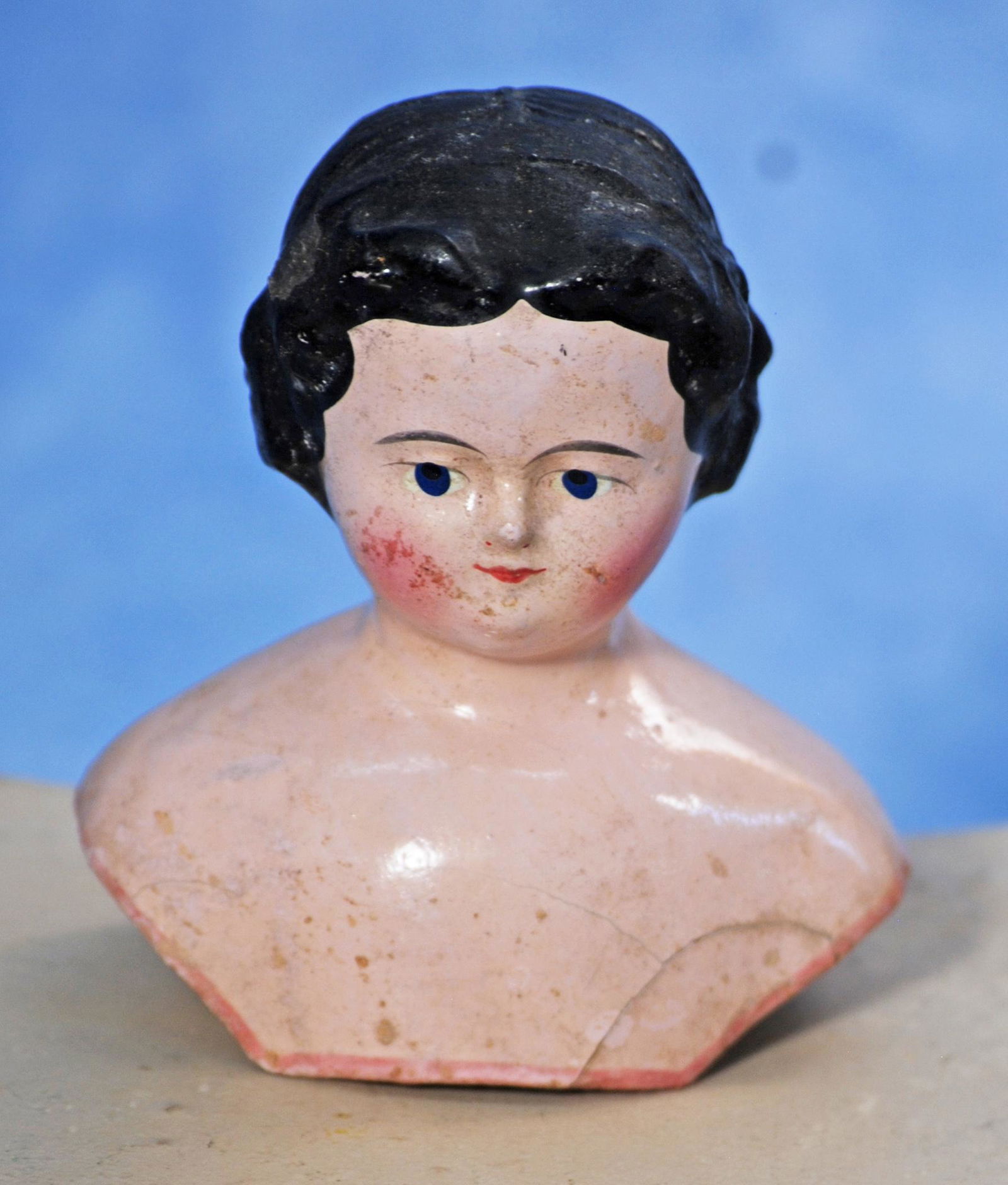 GERMAN PAPER MACHE SHOULDER HEAD (1 of 1)