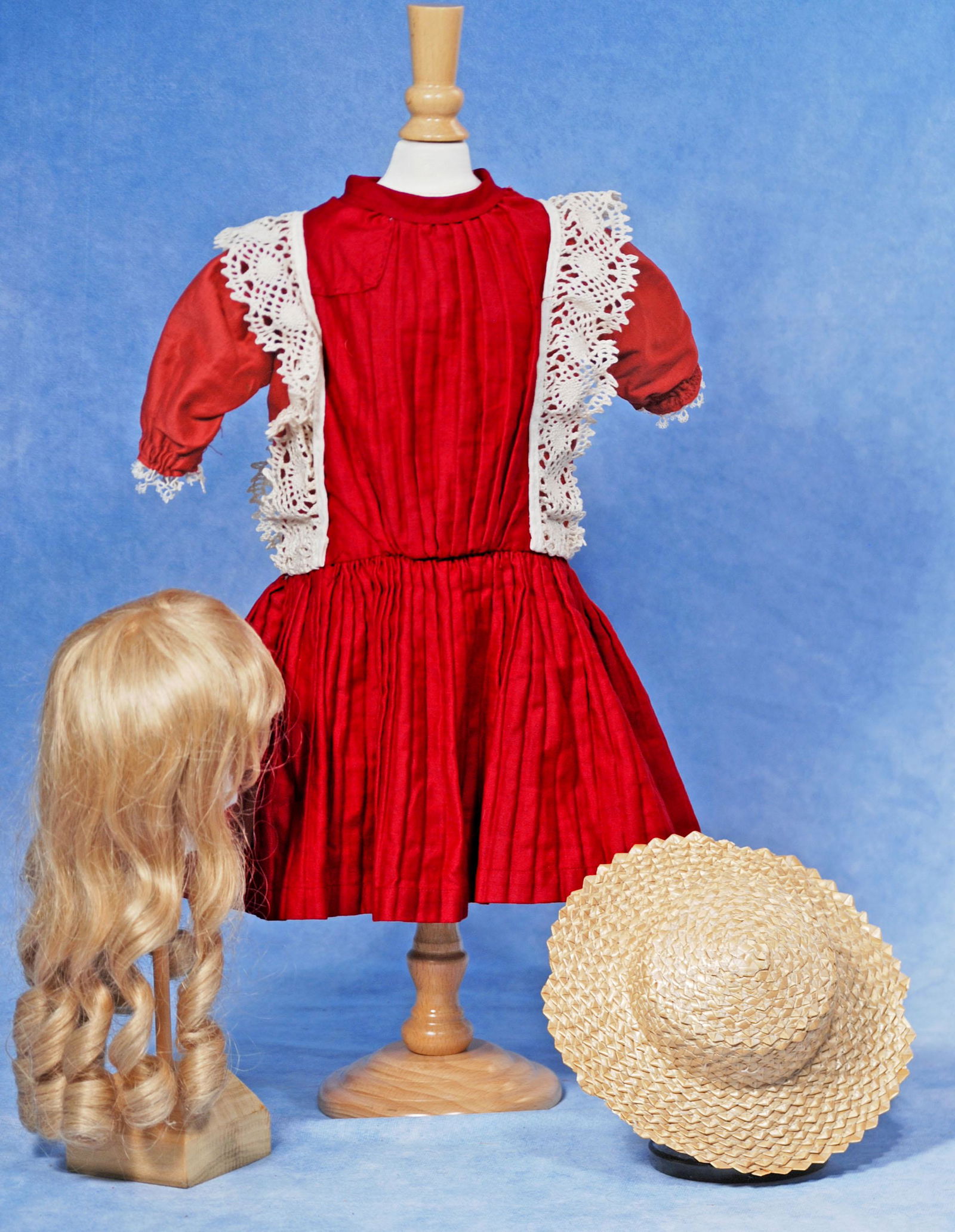 COTTON DOLL DRESS, WIG & HAT (1 of 1)
