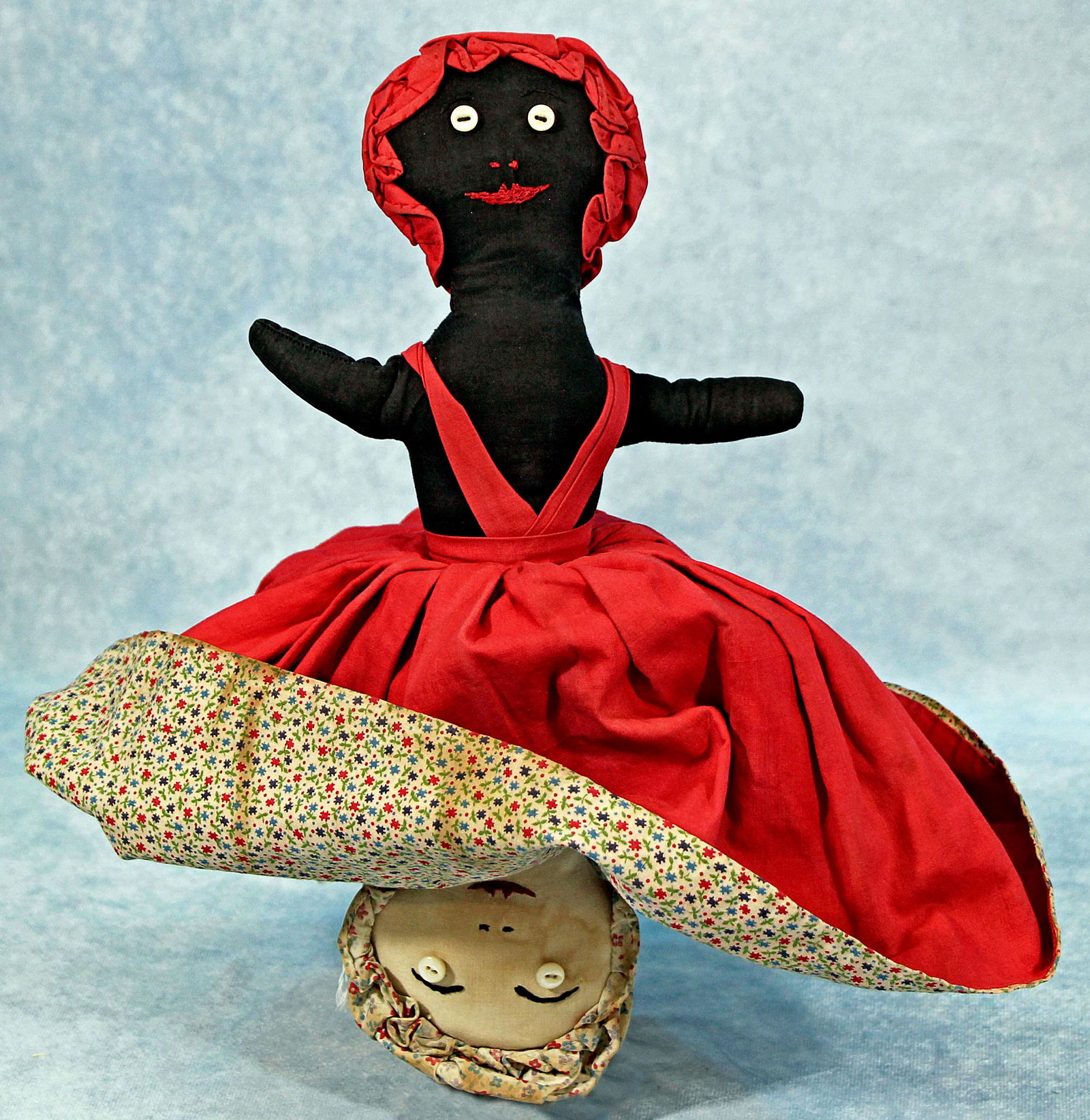 TOPSY TURVY BLACK AND WHITE CLOTH DOLL (1 of 2)