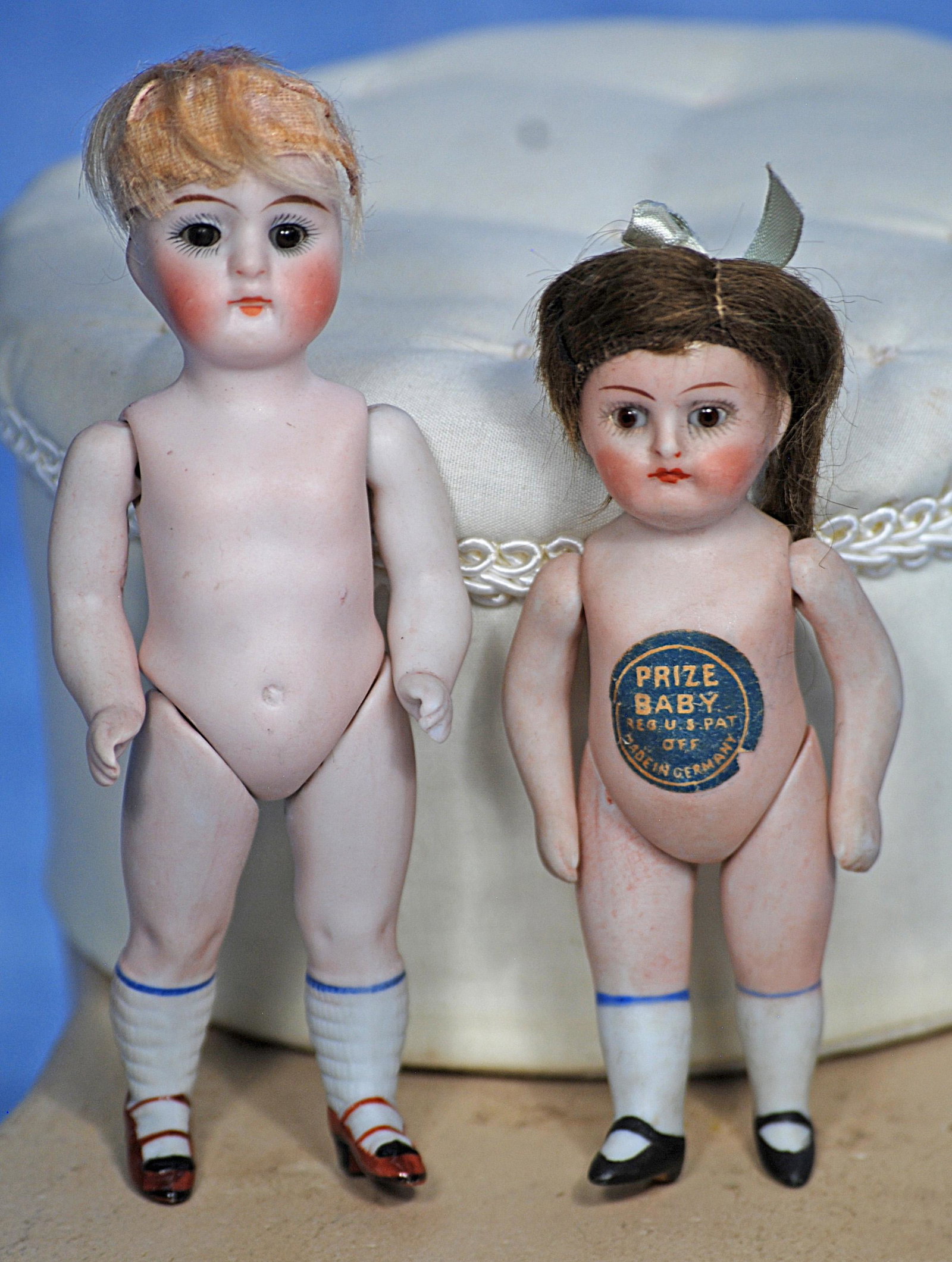 TWO GERMAN MINIATURE ALL-BISQUE DOLLS (1 of 1)