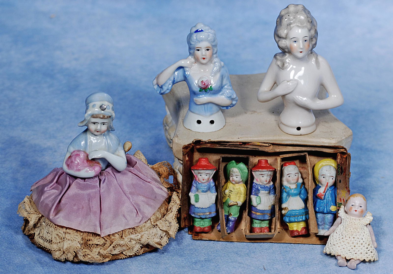 GROUP OF HALF DOLLS AND ALL-BISQUE DOLLS (1 of 1)