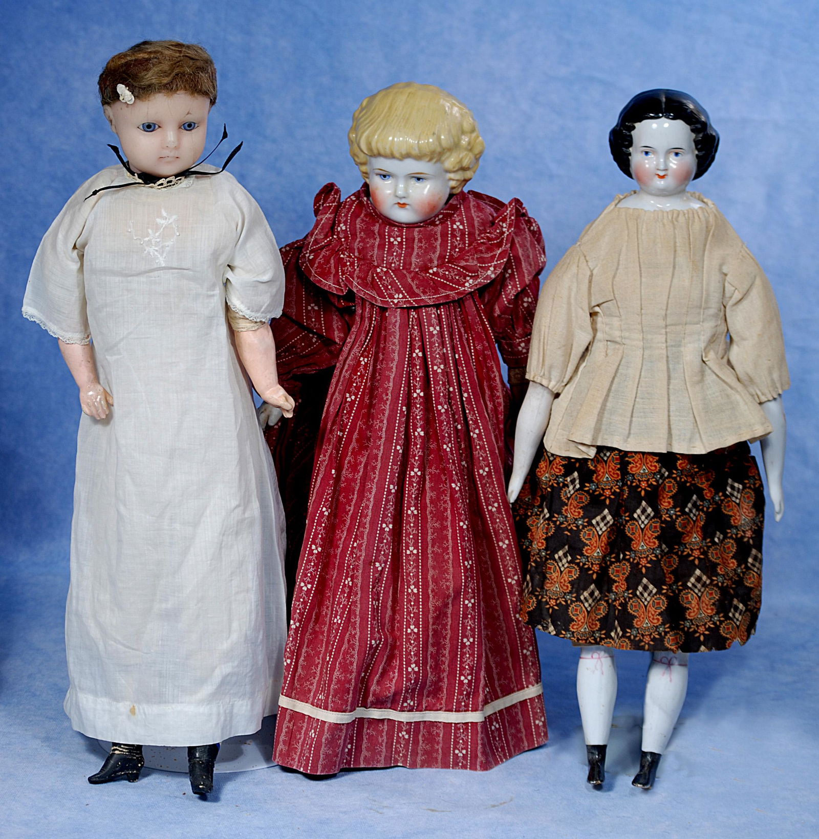 TWO CHINA DOLLS AND WAX DOLL (1 of 1)
