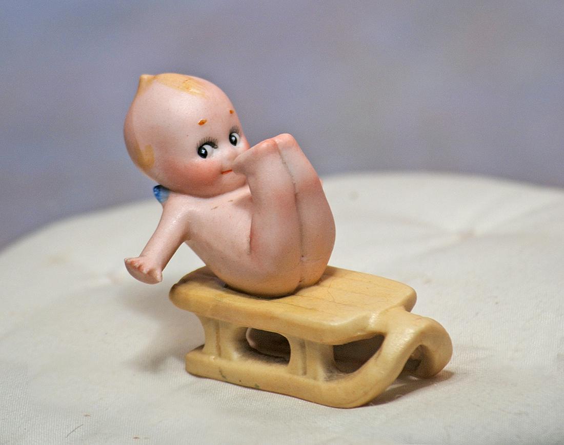 GERMAN BISQUE KEWPIE ON SLED (1 of 1)