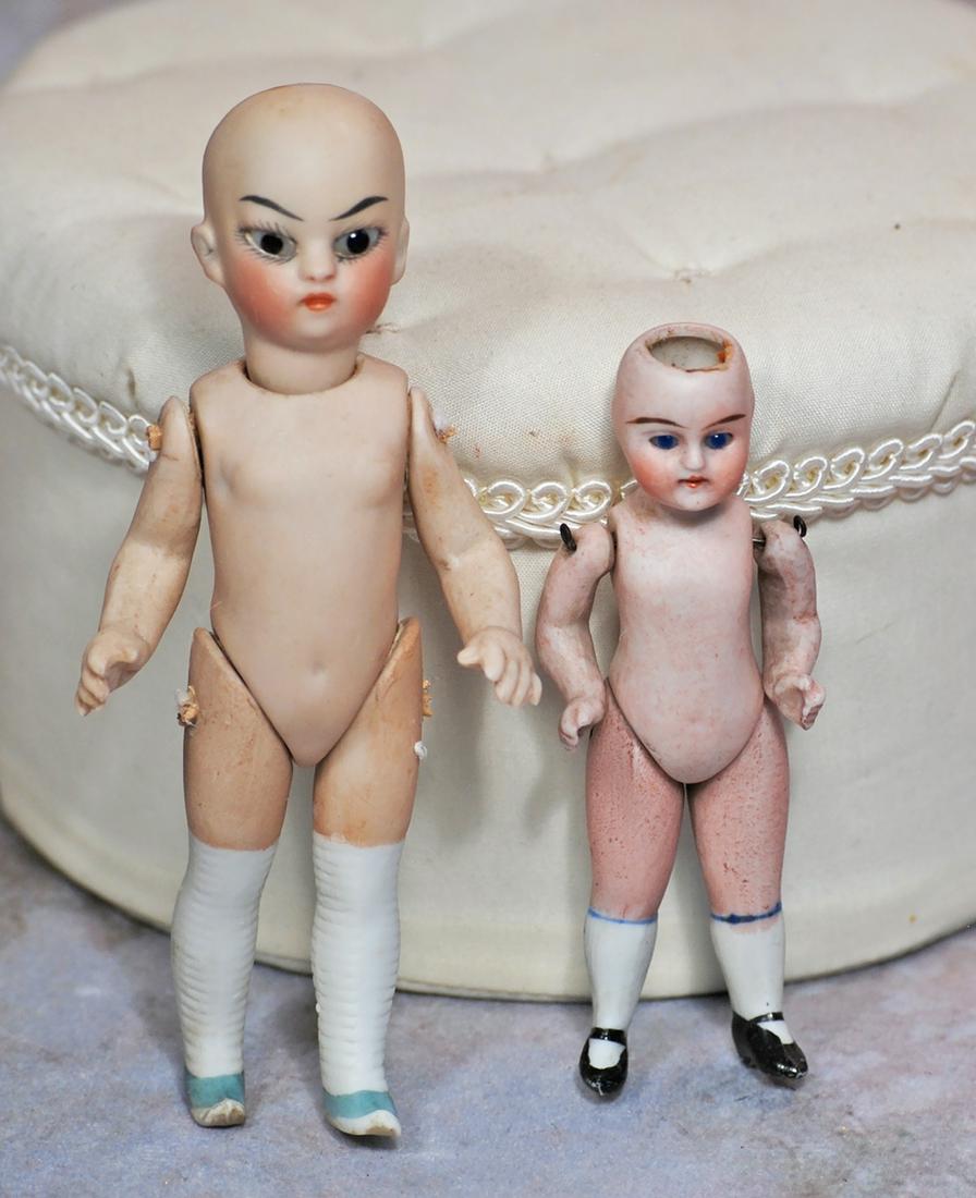 TWO MINIATURE ALL-BISQUE DOLLS (1 of 1)