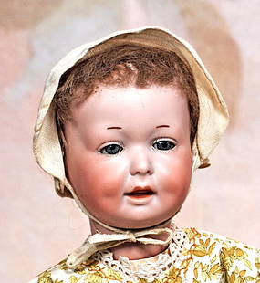 GERMAN BISQUE ART CHARACTER, 590, BY MARSEILLE: GERMAN BISQUE ART CHARACTER, 590, BY MARSEILLE. 15&#8221;. Marks: 590, A 2 M. Germany. Bisque socket head with blue sleep eyes, painted lashes and deeply-defined eyelids, short dash-type brows, deep c