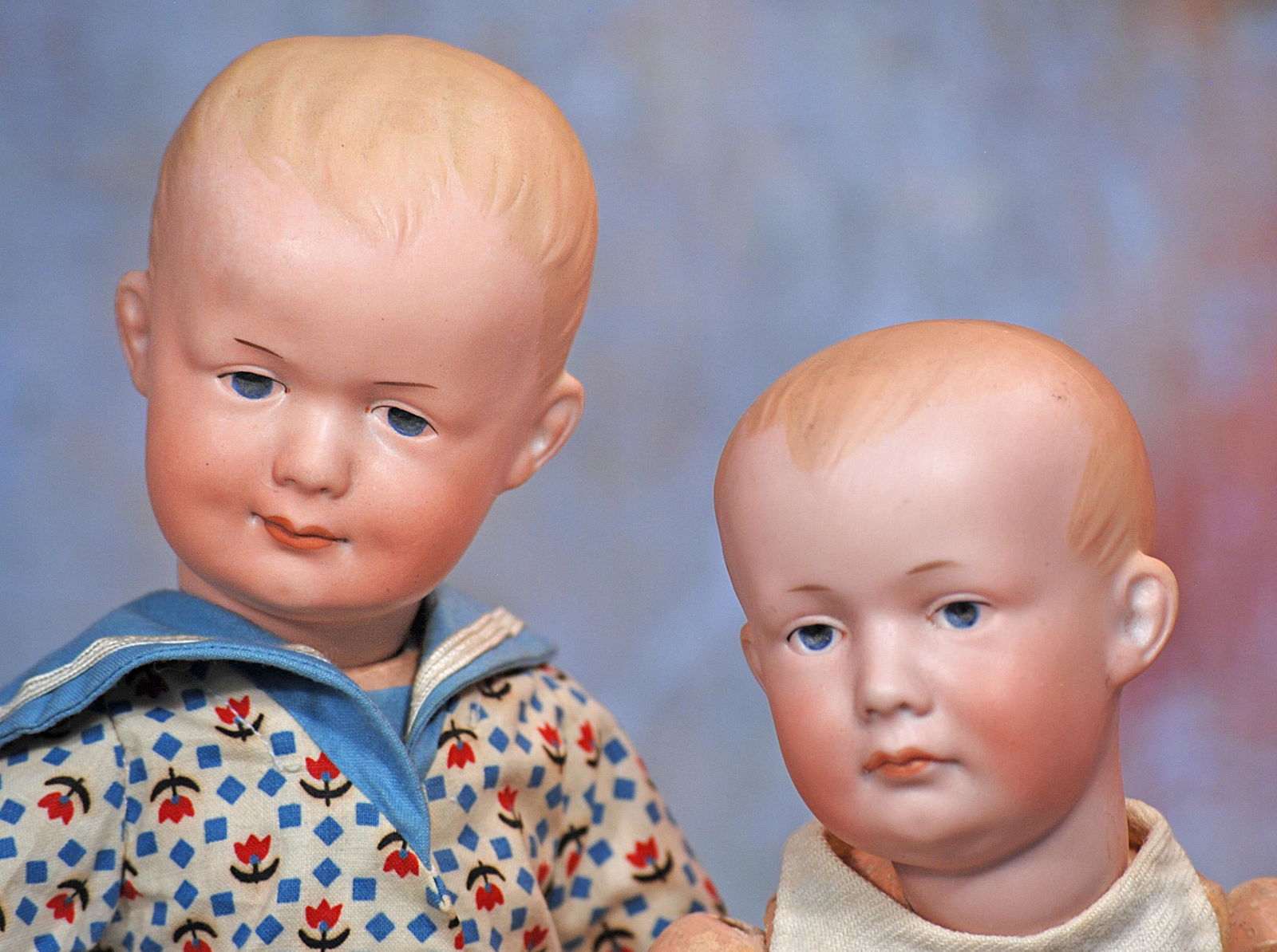 TWO GERMAN BISQUE CHARACTER DOLLS BY MARSEILLE (1 of 2)