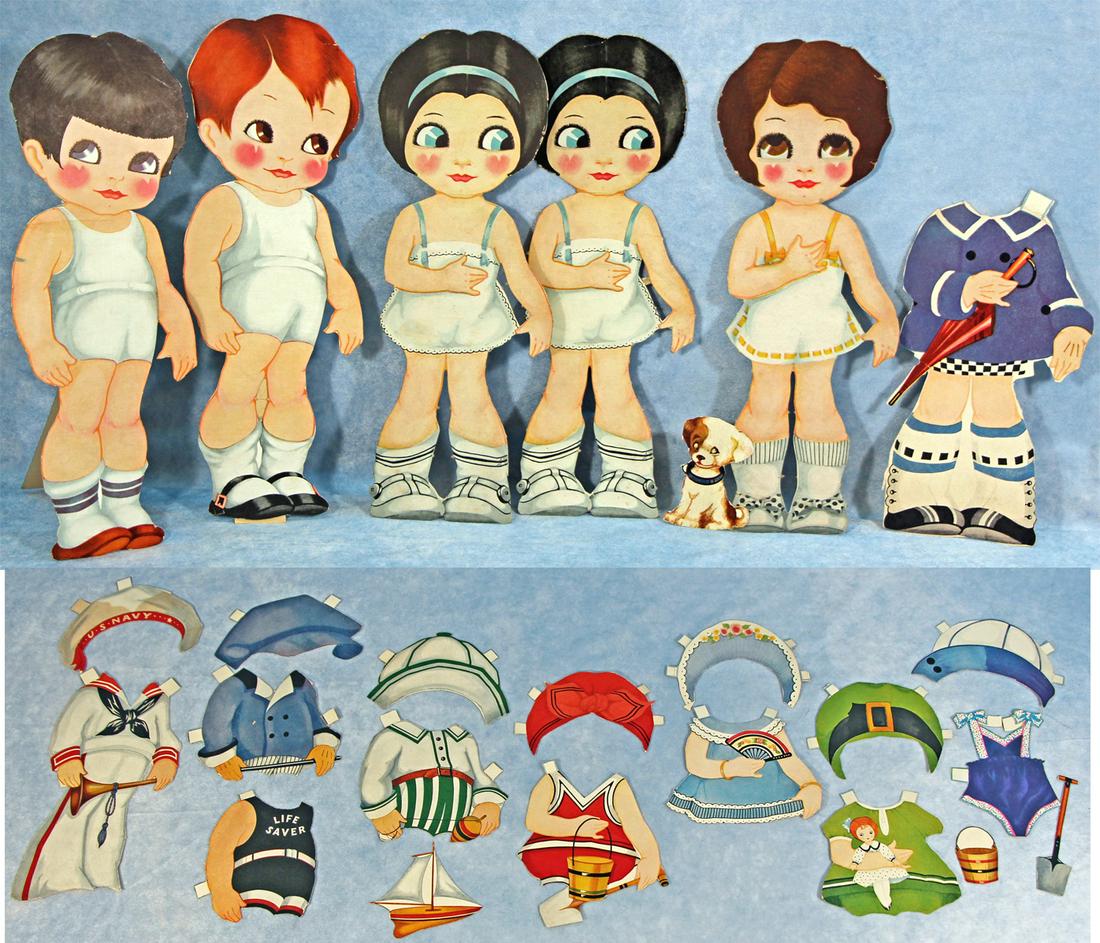 SEVEN AMERICAN COLORTYPE PAPER DOLLS AND COSTUMES, 1927-1929. (1 of 4)