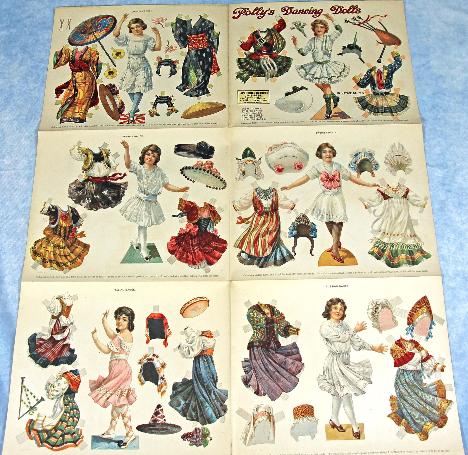 UNCUT POLLY’S DANCING DOLLS AND 2 CUT SETS, 1910/1911. (1 of 2)