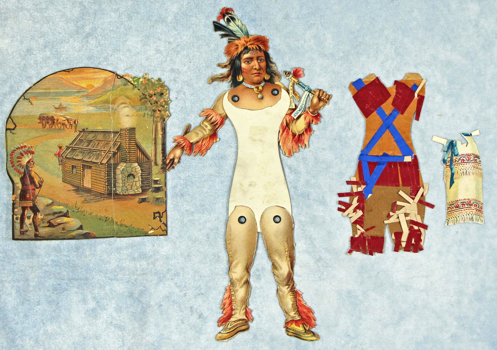 NATIVE AMERICAN ARTICULATED PAPER DOLL AND ADVERTISEMENT (1 of 1)