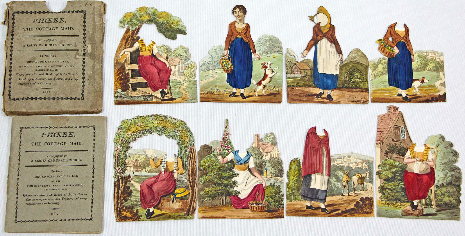 SUPER RARE "PHOEBE THE COTTAGE MAID" ENGLISH PAPER DOLL AND BOOK, 1811 (1 of 3)