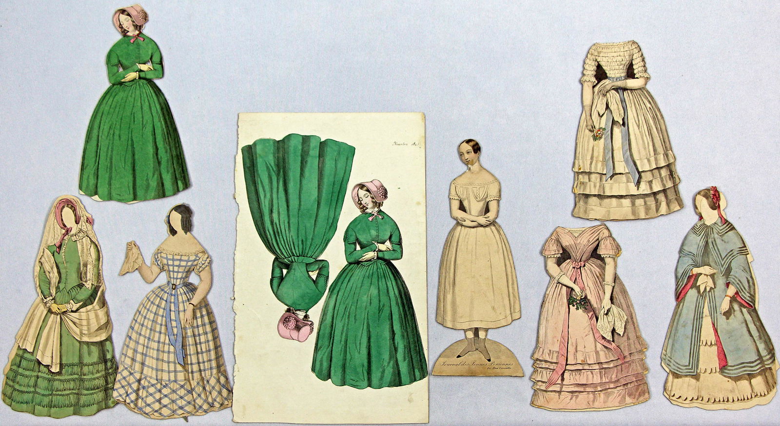 FRENCH PAPER DOLL WITH COSTUME FROM JOURNAL DE JEUNES PERSONNES, 1843 & 1845 (1 of 3)