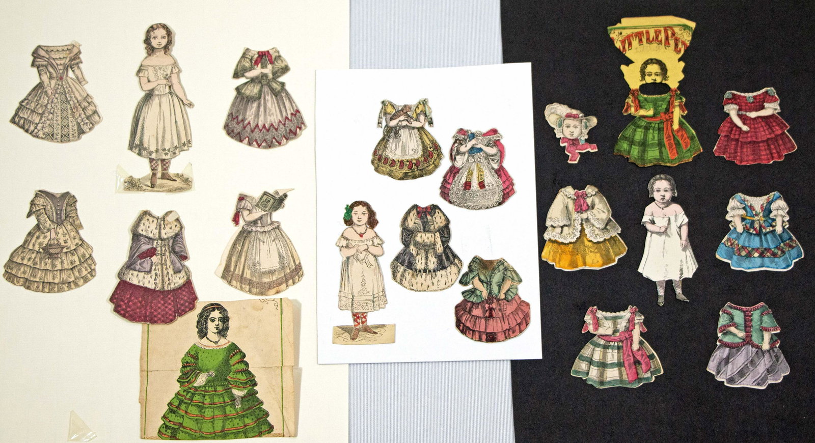 THREE EARLY McLOUGHLIN PAPER DOLLS: LIZZIE, DOLLY, & LITTLE PET (1 of 1)