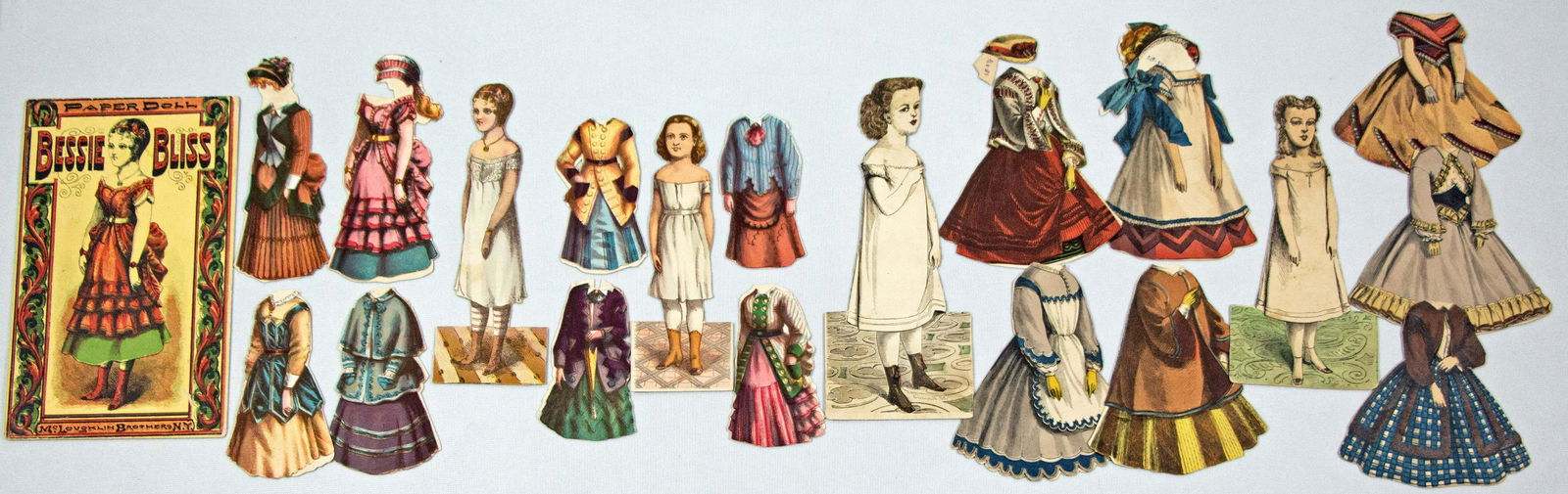 BESSIE BLISS, GIRTY GOOD, CARRIE GRANT, & EUGENIA PAPER DOLLS BY McLOUGHLIN (1 of 1)