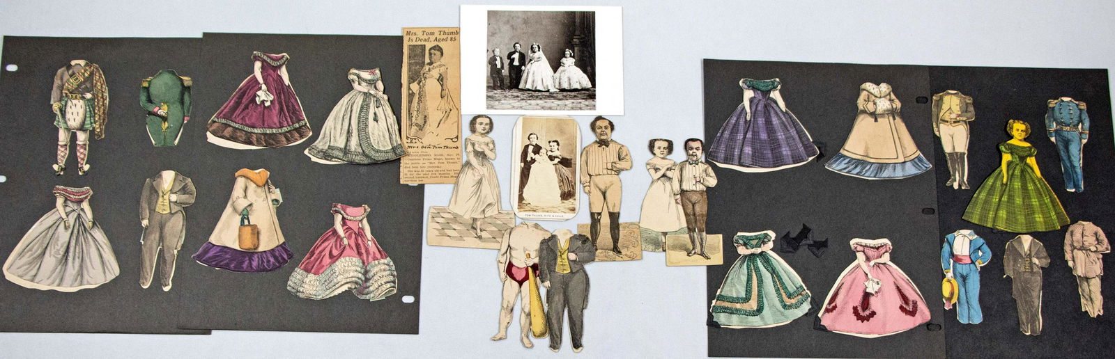 MR & MRS THUMB AND MINNIE AND EDMNUTT WARREN, McLOUGHLIN PAPER DOLLS AND POST CARD (1 of 1)