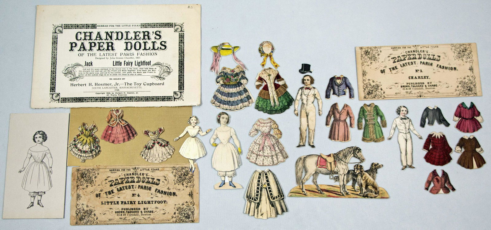 FIVE ORIGINAL AND REPRINT CHANDLER PAPER DOLLS. (1 of 1)