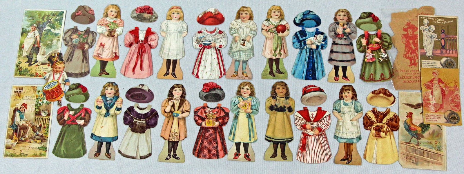 SET OF 10 DOLLS AND CARDS ADVERTISEMENTS. (1 of 2)