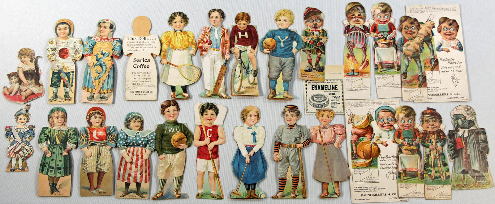 ALBUM WITH VICTORIAN ADVERTISEMENT PAPER DOLLS & CARDS, EARLY 1900s (1 of 5)