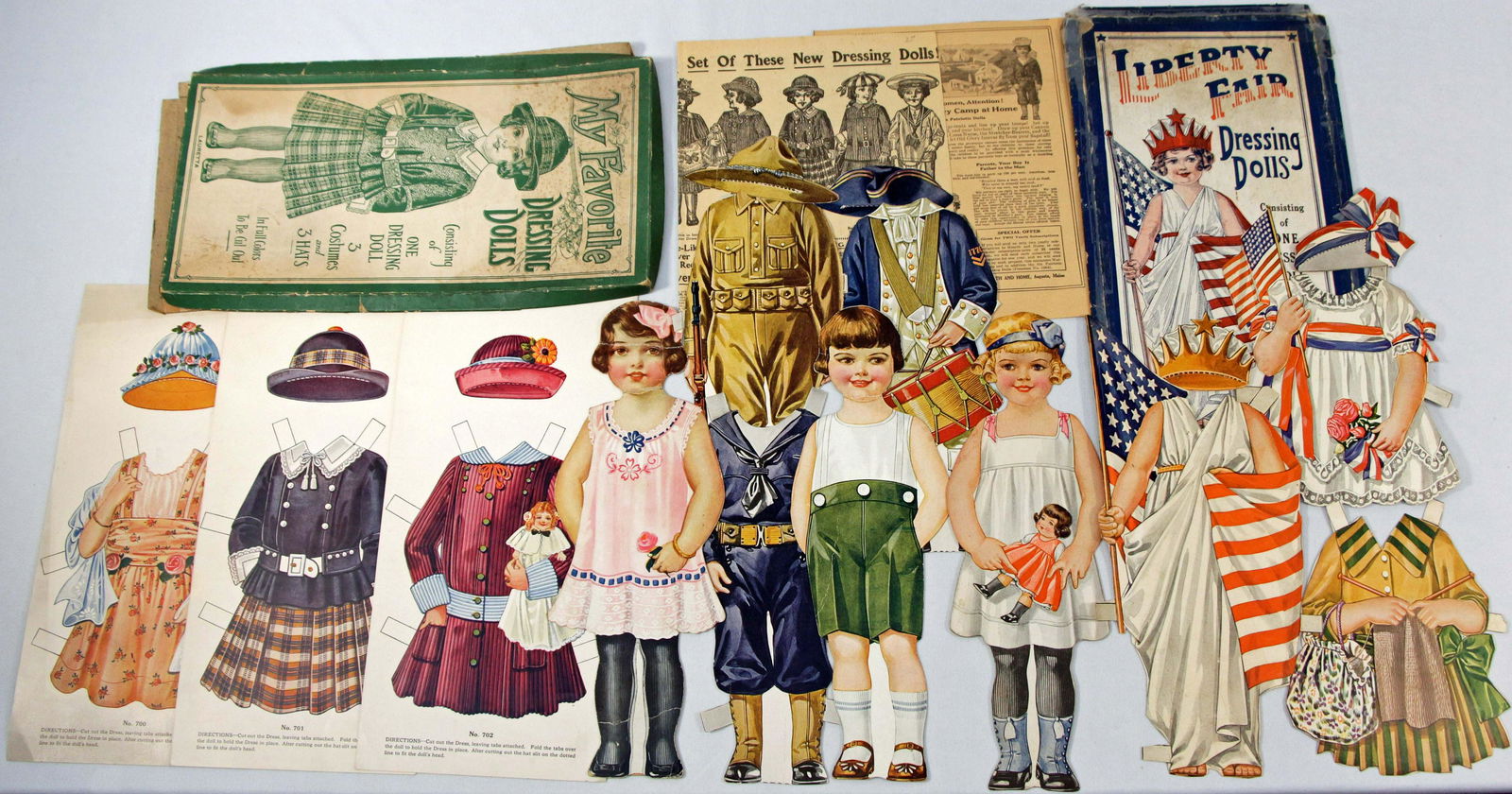 THREE LARGE "FAVORITE DRESSING DOLLS", EARLY 1900s (1 of 2)