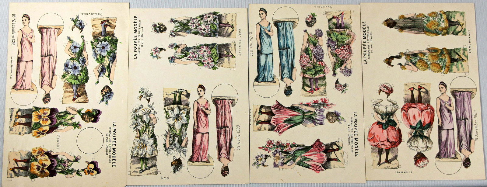 FOUR FRENCH UNCUT PAPER DOLLS FROM "LA POUPEE MODELE" (1 of 1)