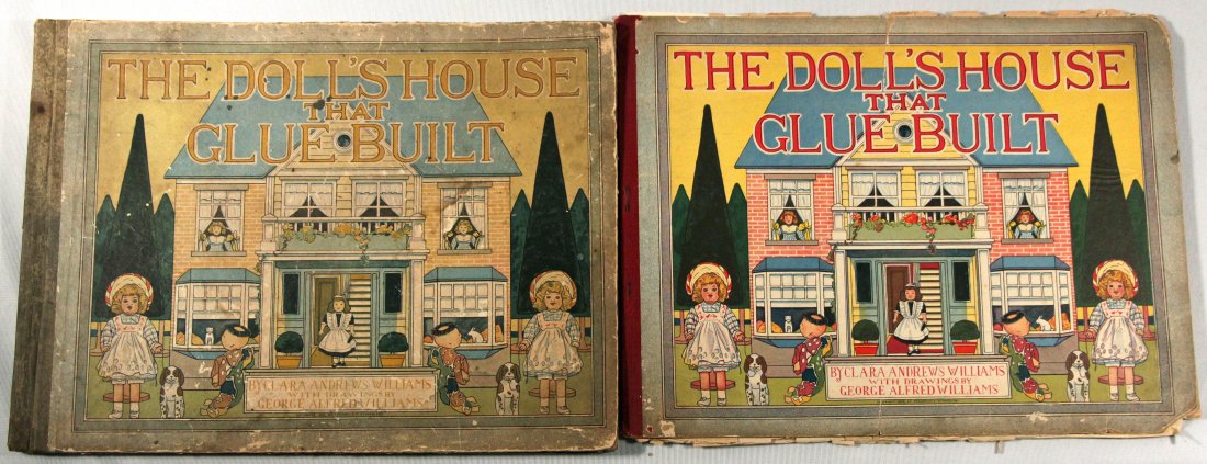 TWO PAPER DOLLS BOOKS "THE DOLL'S HOUSE THAT GLUE BUILT" BY STOKES (1 of 2)