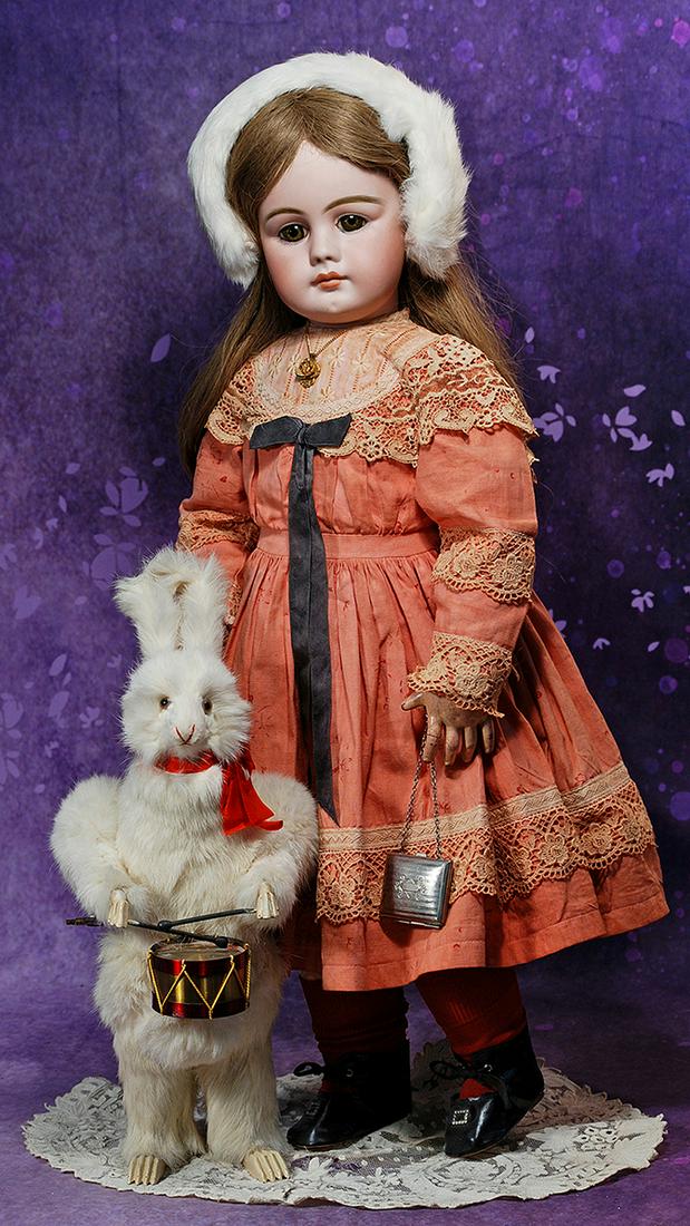 GERMAN BISQUE CLOSED MOUTH, 949, CHILD BY SIMON AND HALBIG.  28”.  Marks:  949  S 15 H. (1 of 2)