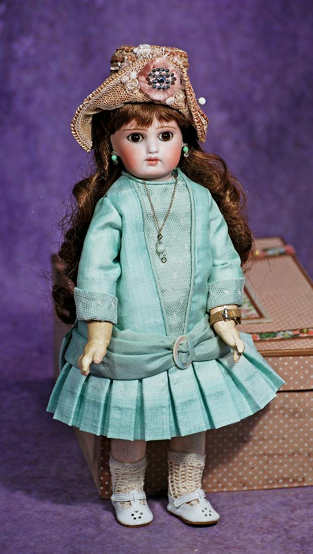 PETITE SONNEBERG BELTON-TYPE BISQUE DOLL.  11”.  Marks: 3.  Solid-dome bisque socket head with (1 of 2)