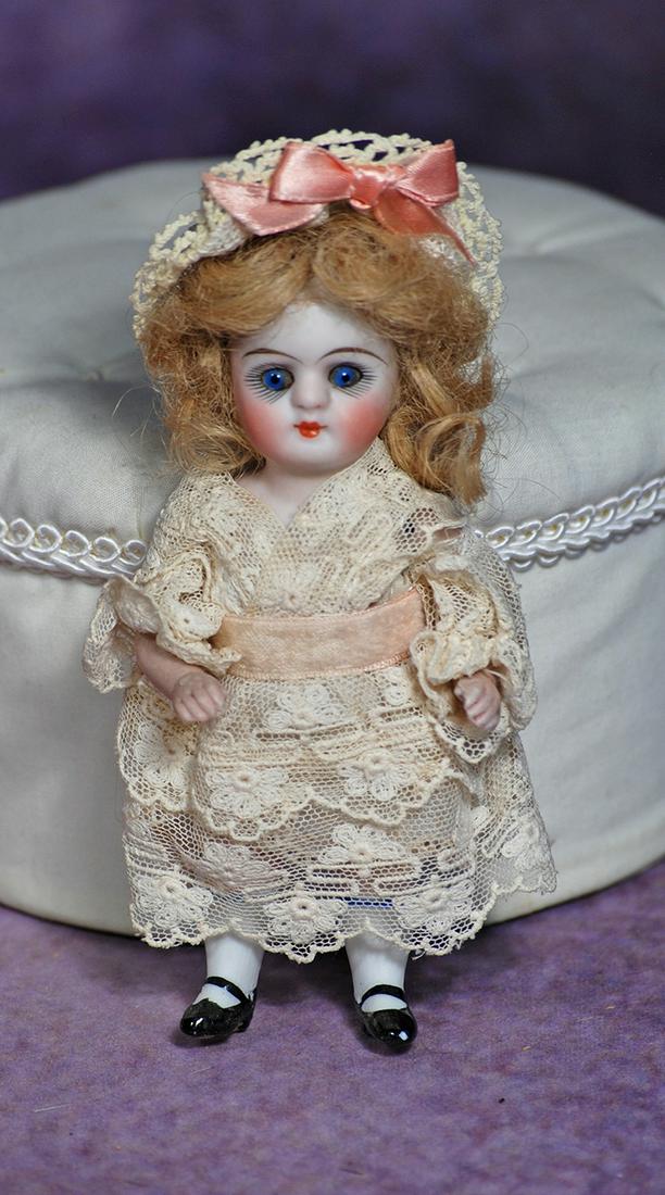 GERMAN ALL-BISQUE DOLL BY KESTNER.  4 ½”.  Marks: 184.  All-bisque doll, jointed at (1 of 1)