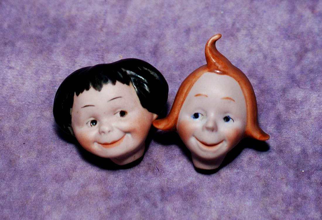 MAX AND MORITZ GERMAN BISQUE DOLL HEADS.  2” - 2 ½”.  Each is bisque socket head (1 of 1)