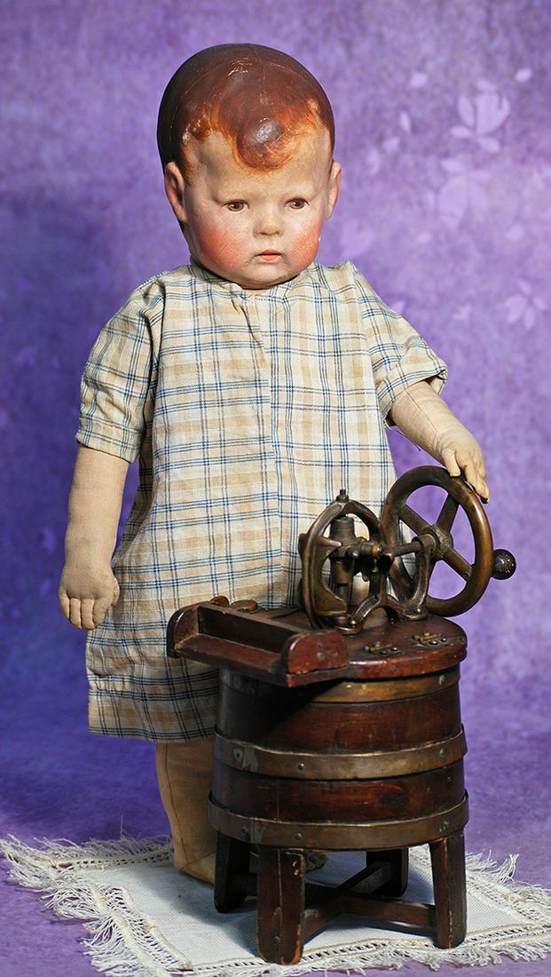 KATHE KRUSE CLOTH DOLL, TYPE 1.  17”. All-cloth doll with pressed and oil-painted facial (1 of 2)