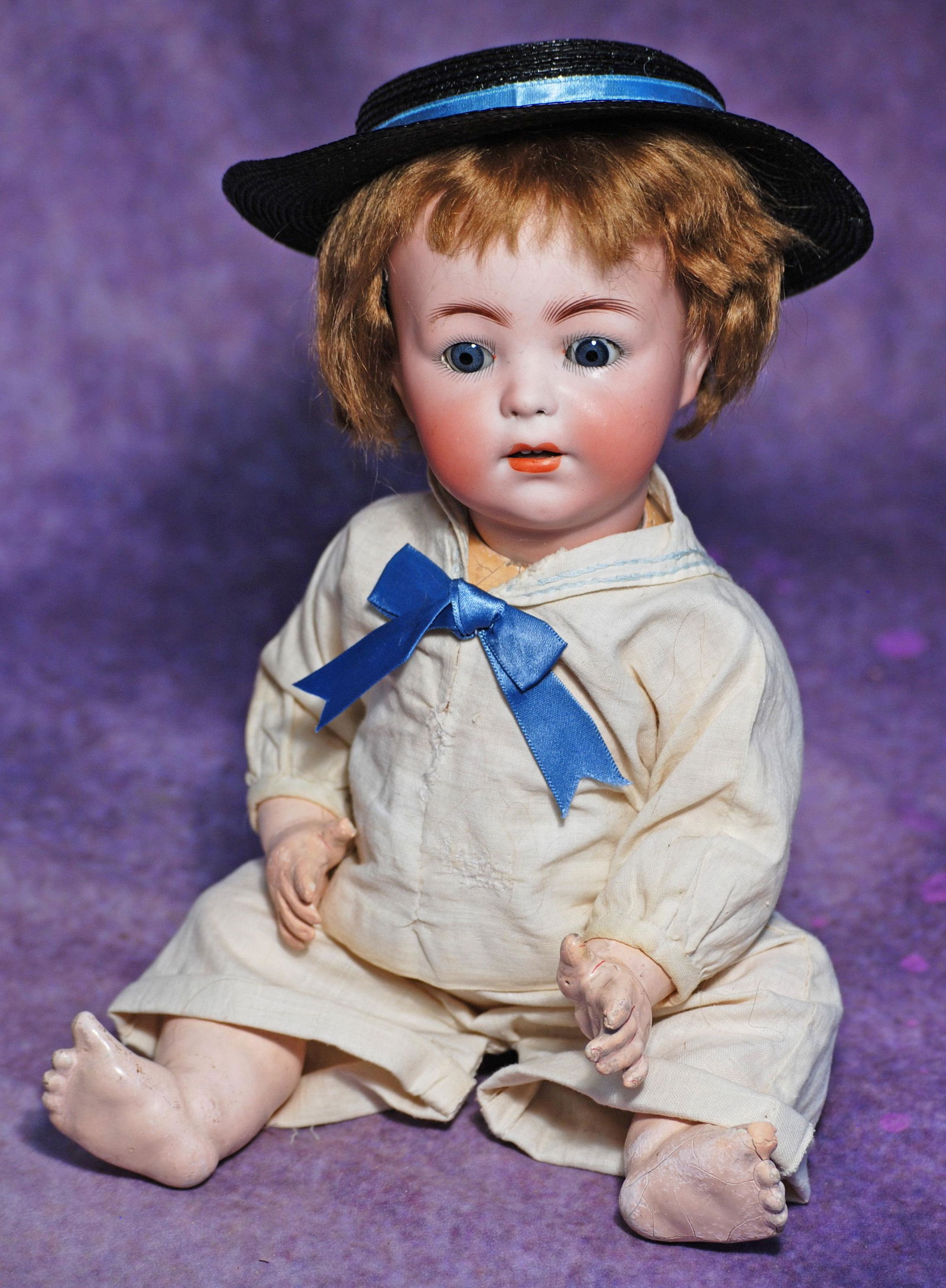 GERMAN BISQUE CHARACTER BABY BY FRANZ SCHMIDT. Marks: 1295 F.S. & Co. 13”. Bisque socket: GERMAN BISQUE CHARACTER BABY BY FRANZ SCHMIDT. Marks: 1295 F.S. & Co. 13”. Bisque socket head, blue sleep eyes, painted lashes, feathered brows, breather nostrils, open mouth, two upper teeth, b