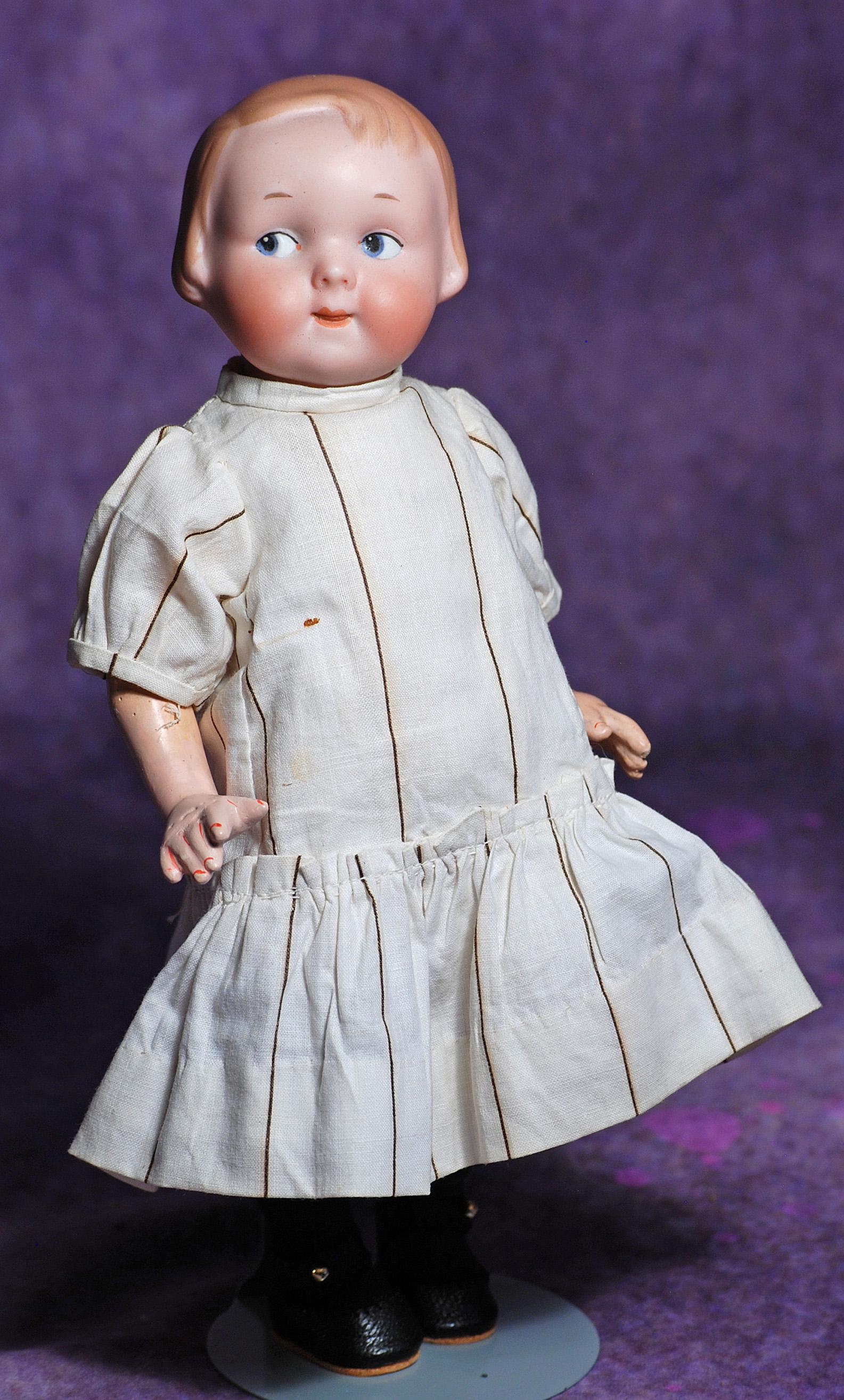 GERMAN BISQUE GOOGLY BY MARSEILLE.  10”.  Marks: 210 A.M. Germany.  9  ½”.  Bisque (1 of 2)