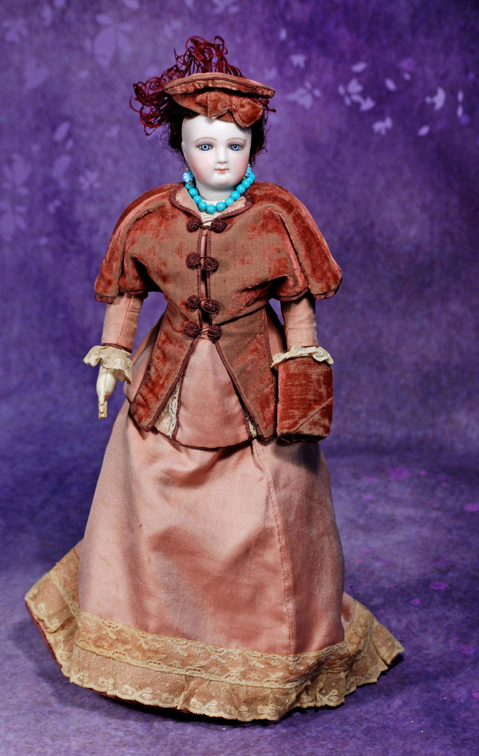 FRENCH BISQUE POUPEE BY GAULTHIER.  14”.  Marks: None visible.  Bisque swivel head on bisque (1 of 2)