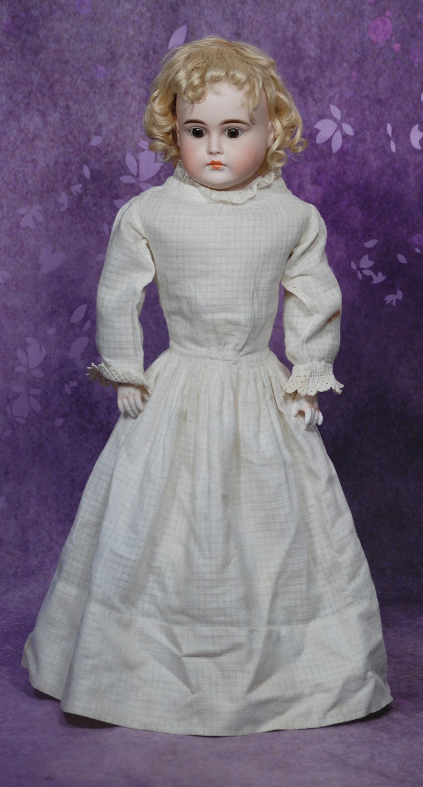 GERMAN BISQUE CLOSED MOUTH DOLL BY KESTNER.  20”.  Marks: L.  Bisque shoulderhead, stationary (1 of 2)