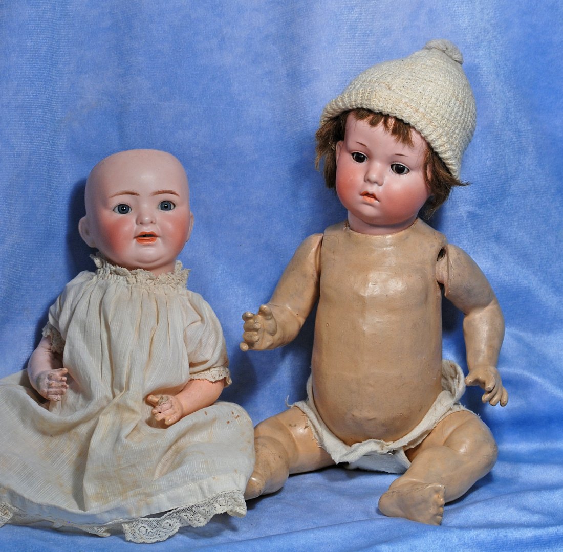 TWO GERMAN BISQUE CHARACTER BABIES. (1 of 1)