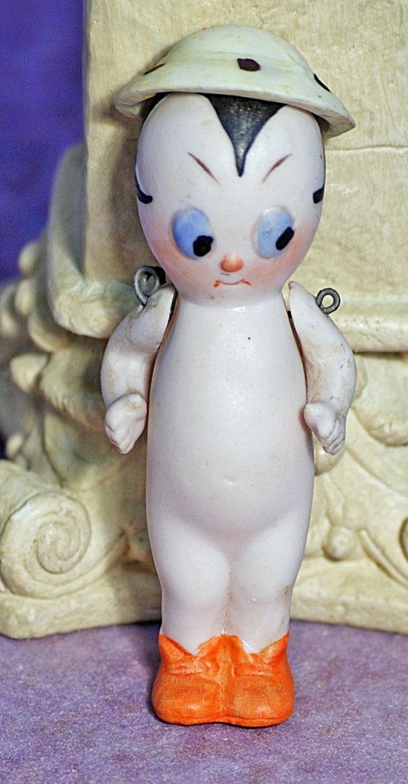 GERMAN ALL-BISQUE GOOGLY WITH NODDER HAT (1 of 1)