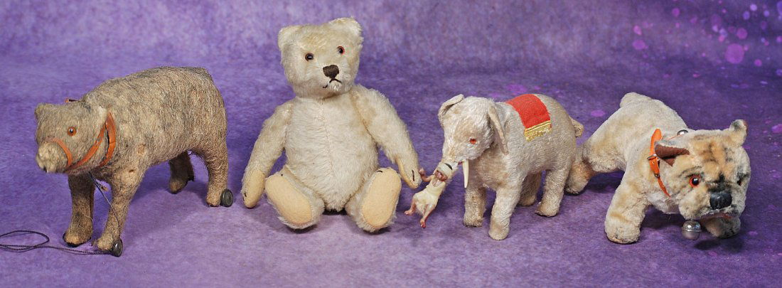 TWO BEARS, BULL DOG AND MOHAIR ELEPHANT (1 of 1)