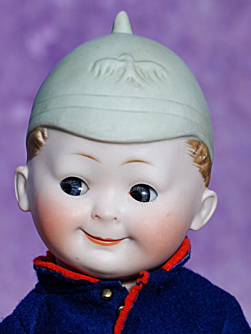 GERMAN BISQUE HELMET GOOGLY BY MAX HANDWERCK. (1 of 2)