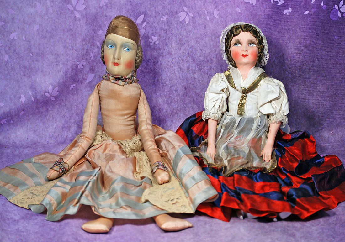 TWO CLOTH BOUDOIR DOLLS. (1 of 1)
