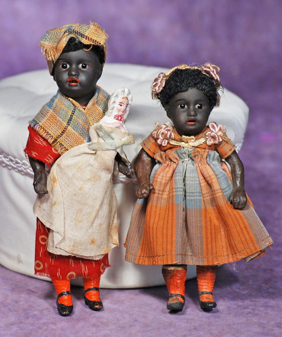 TWO GERMAN BLACK-CTOMPLEXIONED BISQUE DOLLS (1 of 1)