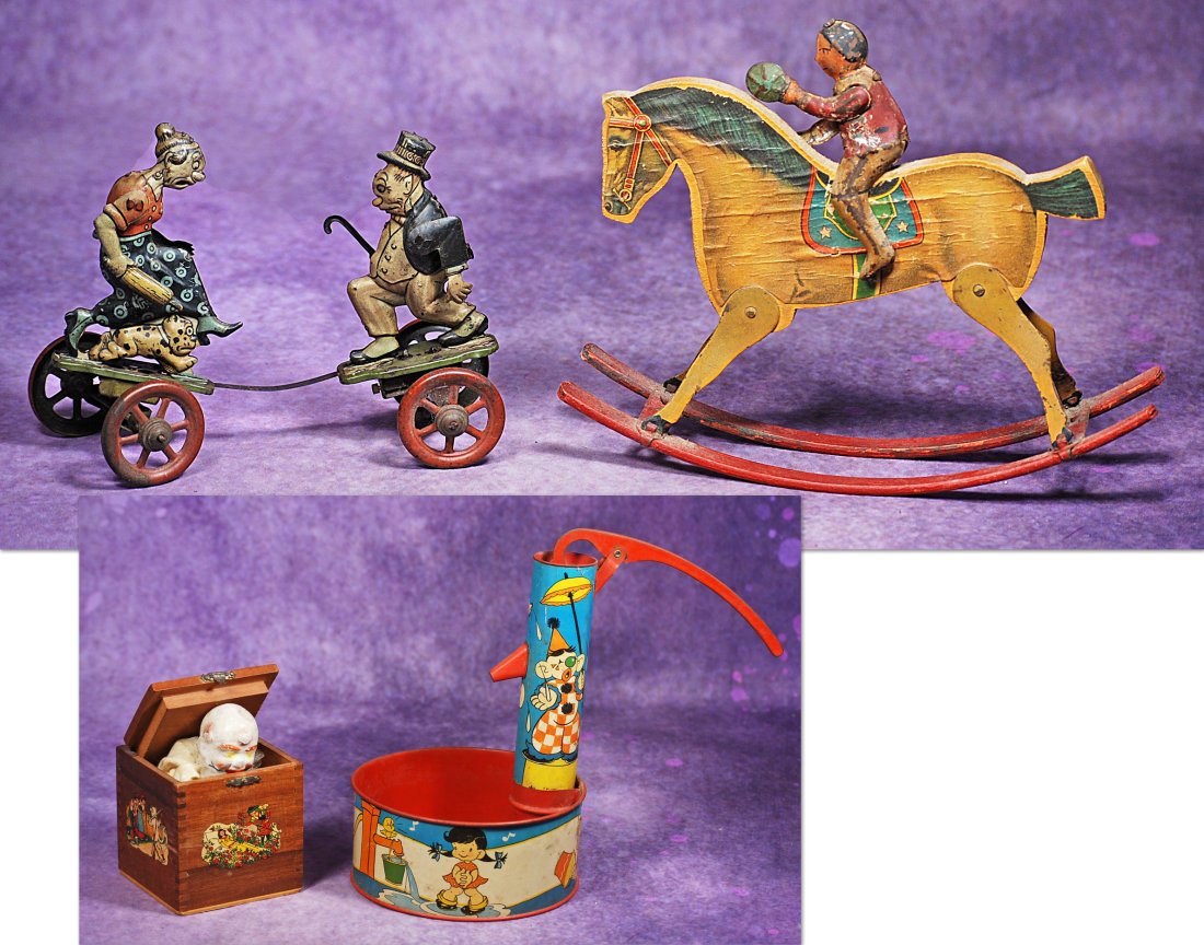 ASSORTED TOYS INCLUDING TIN MECHANICAL MAGGIE AND JIGGS. (1 of 3)