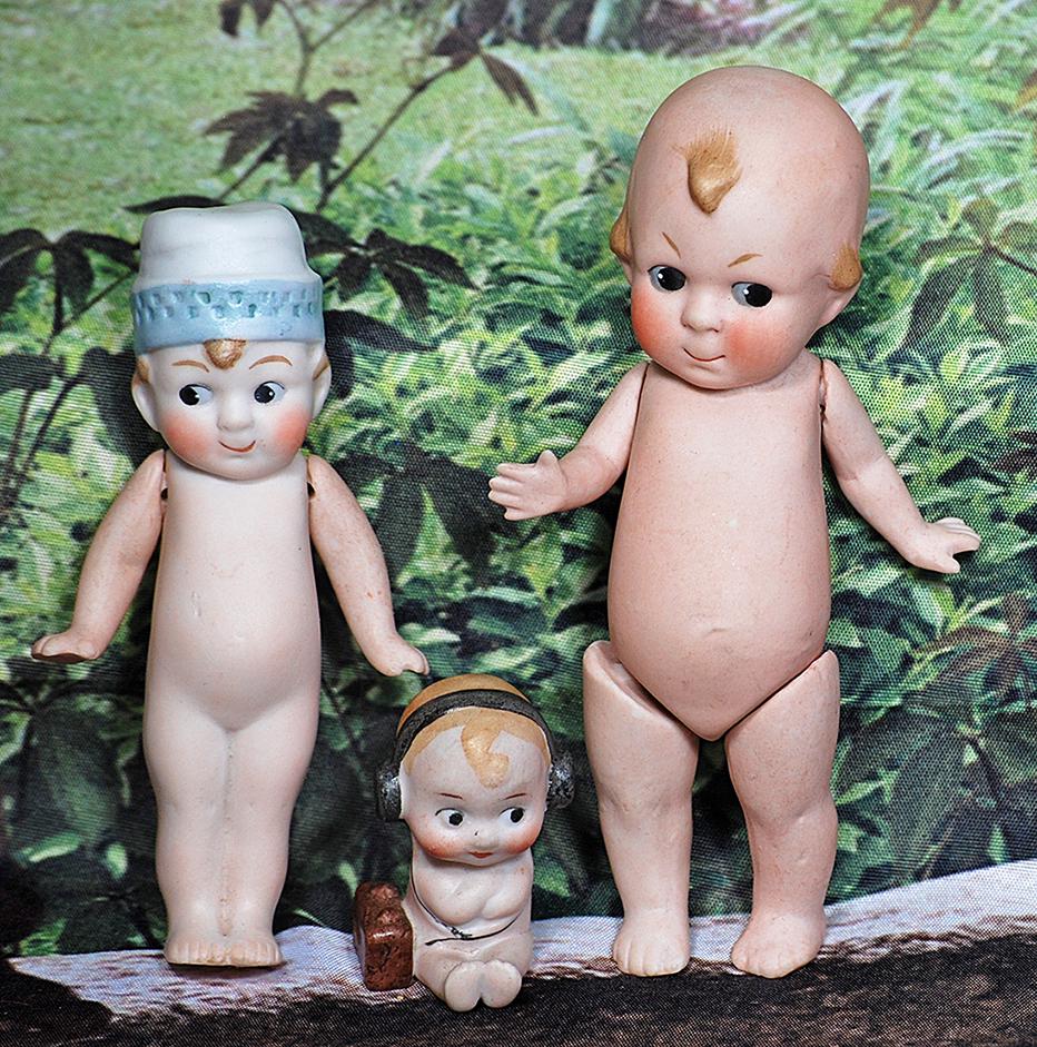 THREE GERMAN ALL-BISQUE CHARACTER DOLLS.  5 ½” doll, marked Germany 10833, jointed (1 of 1)