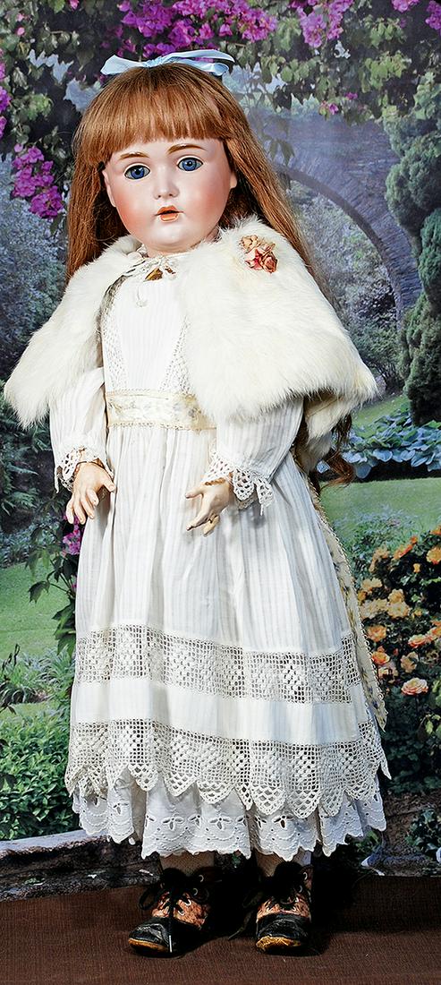 BEAUTIFUL LARGE CHILD, 171, BY KESTNER. 31”. Marks: M. made in Germany 16, 171. Bisque: BEAUTIFUL LARGE CHILD, 171, BY KESTNER. 31”. Marks: M. made in Germany 16, 171. Bisque socket head, blue sleep eyes, painted lower lashes, applied upper lashes, feathered and brushstroked brows,