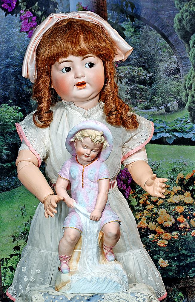 WONDERFUL LARGE SIZE FLIRTY-EYED KAMMER & REINHARDT 126 TODDLER. 29”. Marks: Simon &: WONDERFUL LARGE SIZE FLIRTY-EYED KAMMER & REINHARDT 126 TODDLER. 29”. Marks: Simon & Halbig, K * R 126. Bisque socket head, brown flirty and sleep eyes, painted lashes, feathered brows, open mou