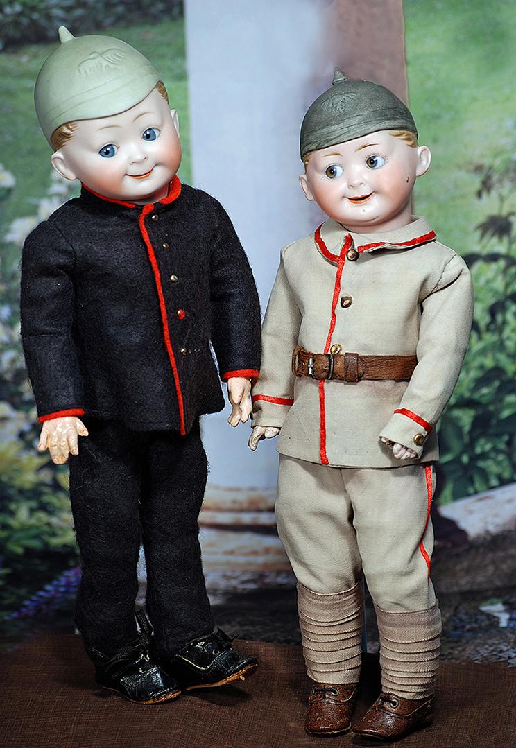 GERMAN BISQUE OPEN-MOUTH HELMET GOOGLY BY MAX HAND-WERK.  12”. Marks: Dep Elite D 1.  Solid (1 of 2)