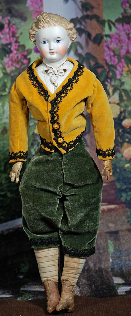 GERMAN BISQUE GENTLEMAN WITH SCULPTED BODICE.  17 ½”.  Bisque shoulderhead of gentleman (1 of 2)